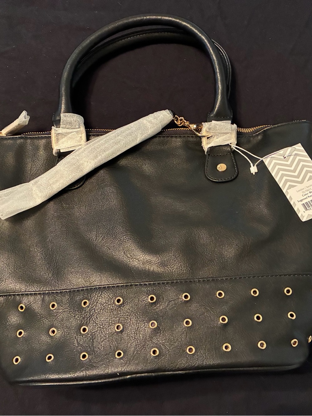 New with Tags Deux Lux Black Tote with Gold Eyelet Trim